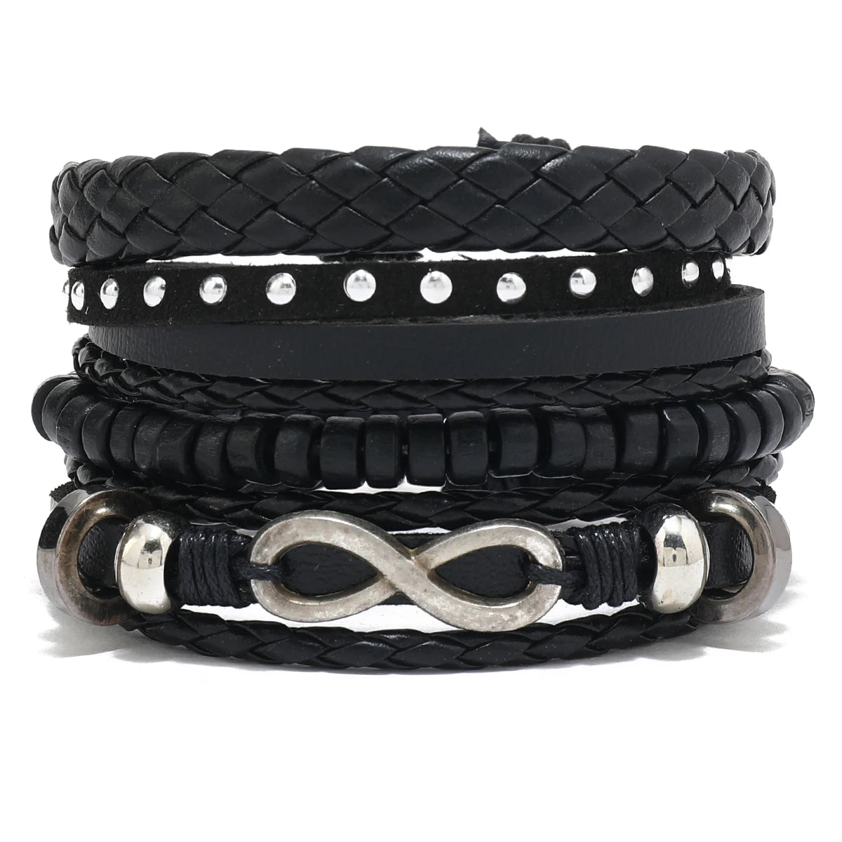 Bracelet Homme Luxe – Set de 4 Bracelets Tressés en Cuir (Style Ethnique Tribal)