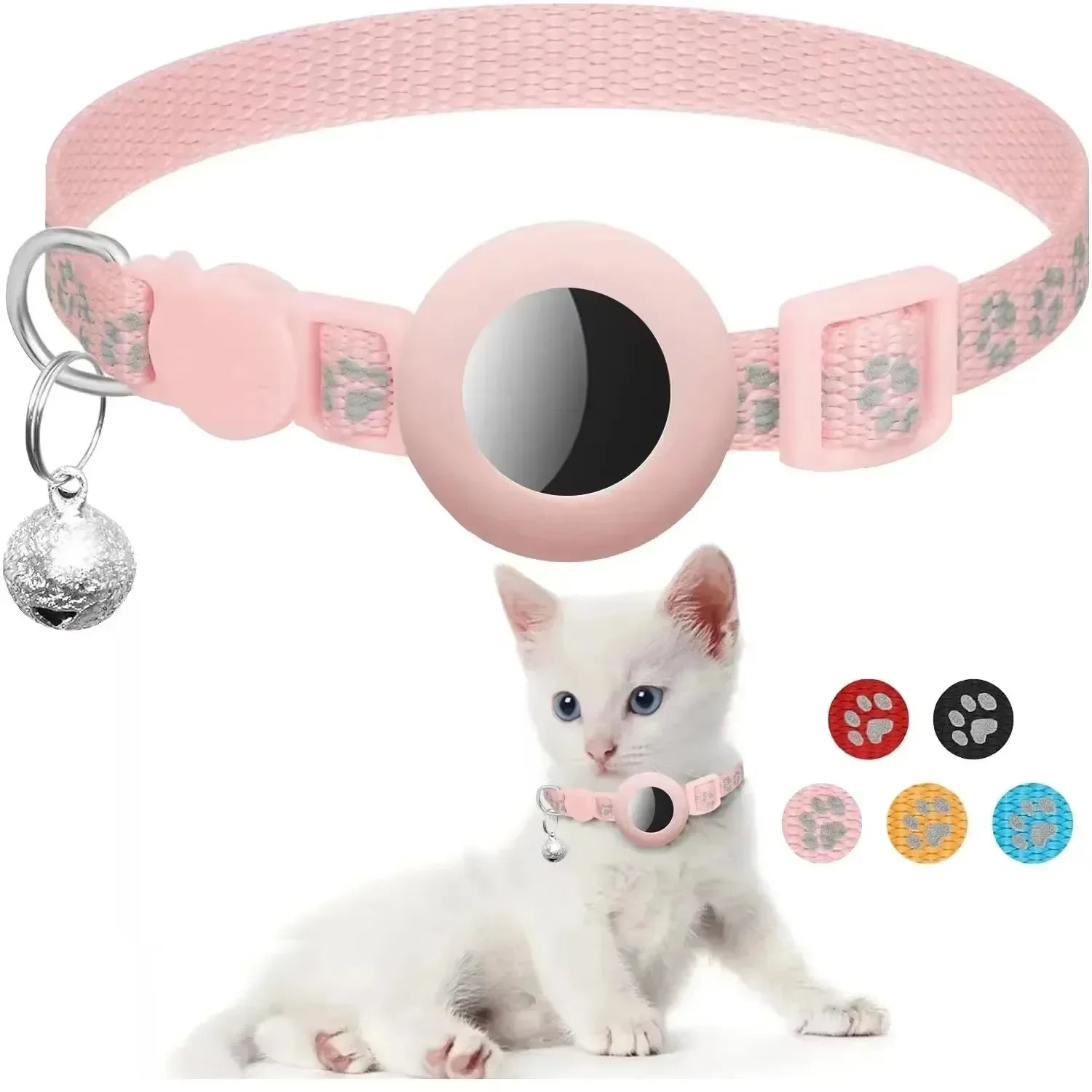 Collier de sécurité pour chat avec grelot — réfléchissant, support AirTag