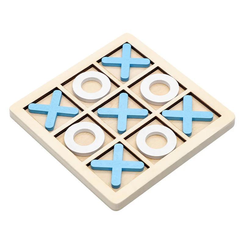 Puzzle d’Échecs Montessori XO – Formes Géométriques 3D – Jeu Éducatif en Bois (3+)