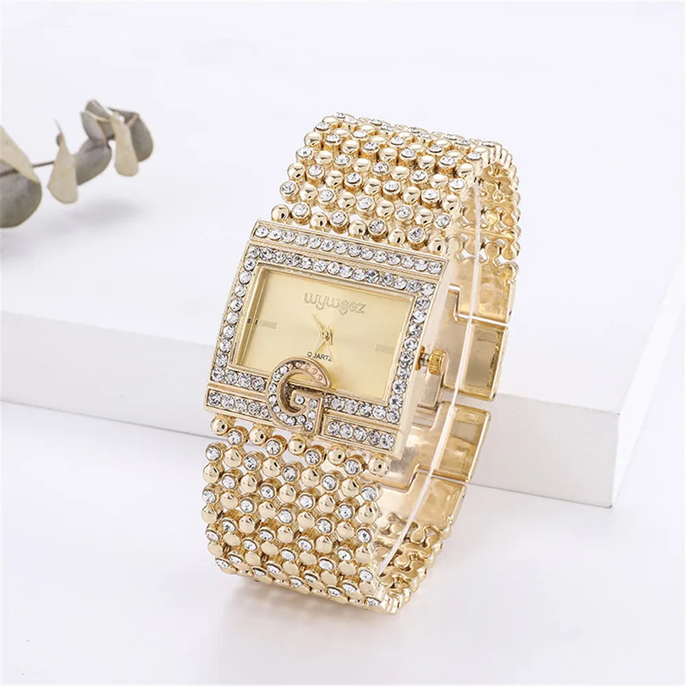 Montre Femme Luxe Décontracté – Quartz Analogique – Bracelet Acier Inoxydable – Strass Élégants