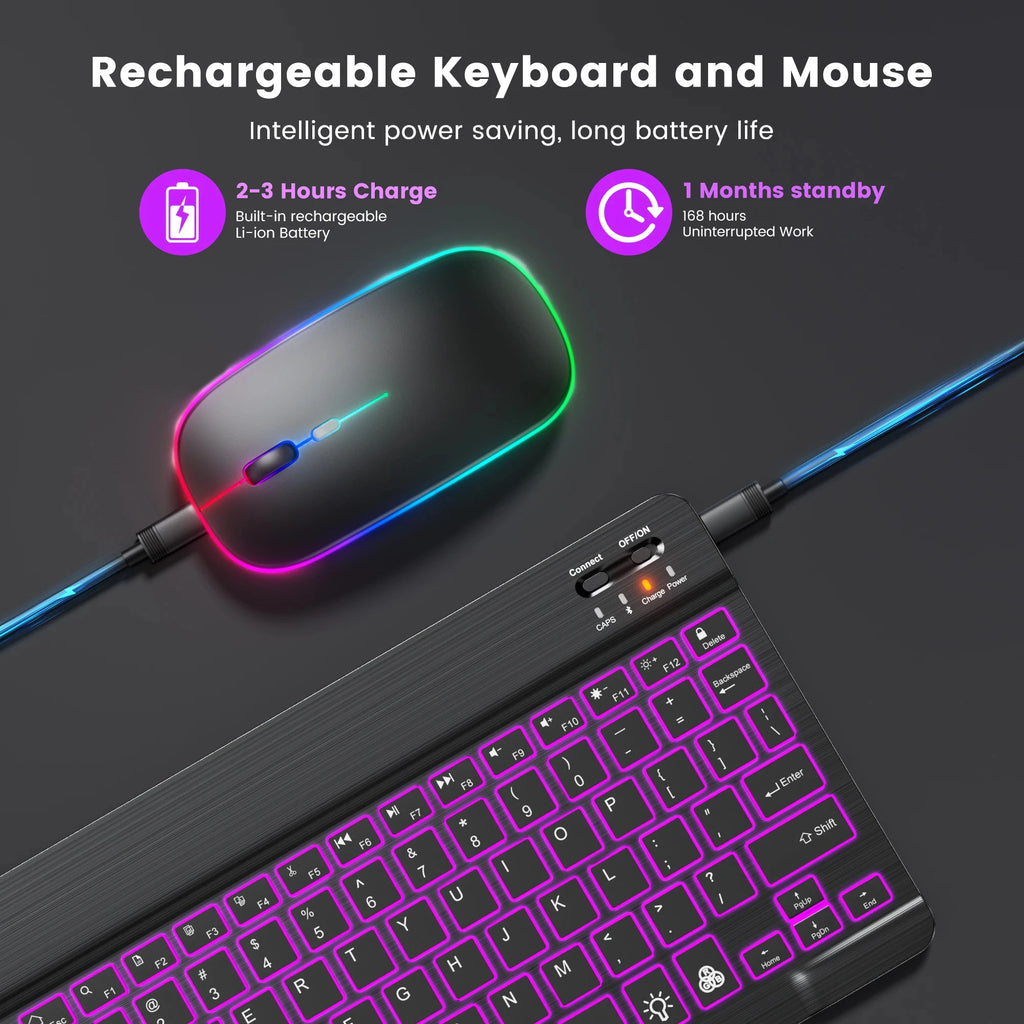 Mini Clavier Bluetooth Sans Fil – RGB, Silencieux & Rechargeable