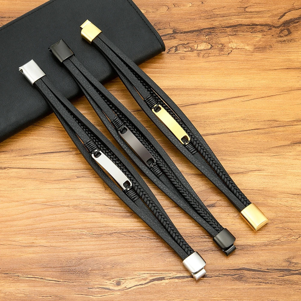 Bracelet Homme Multicouche Cuir & Acier – Style Classique XQNI