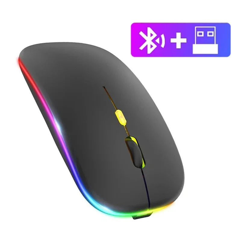 Souris Gaming Sans Fil RGB – Bluetooth 5.2 & 2.4G, Silencieuse, 3600 DPI