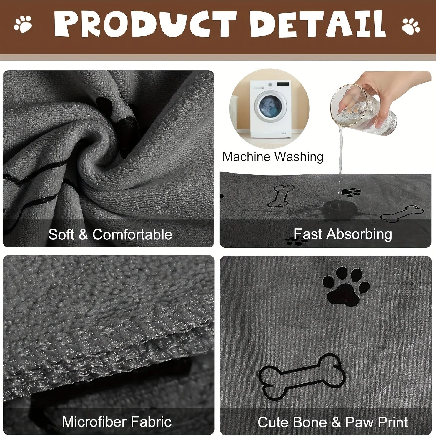 Serviette microfibre absorbante à séchage rapide pour chien
