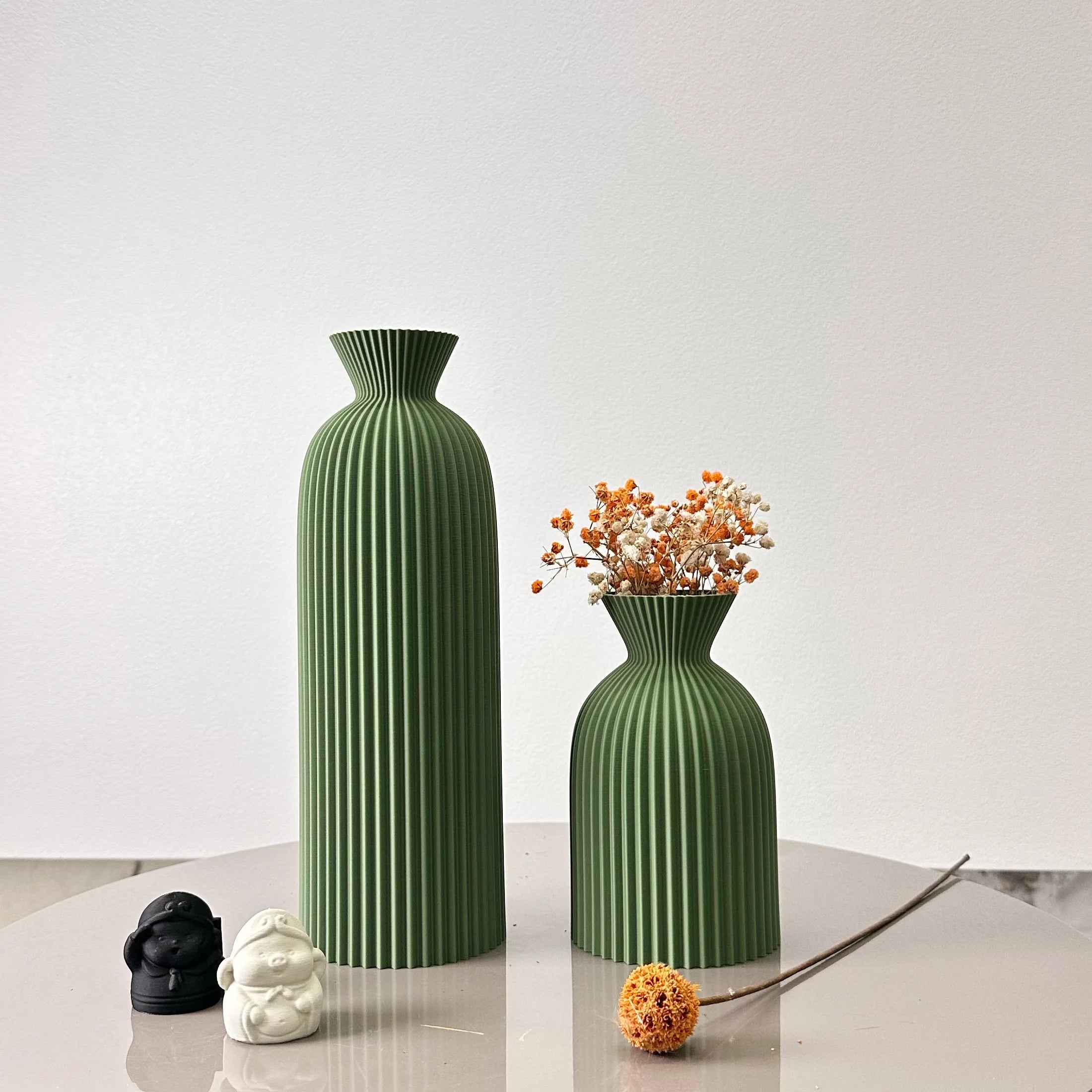 Vase Décoratif Ondulé – Lot de 2 – Design Moderne pour Fleurs Séchées