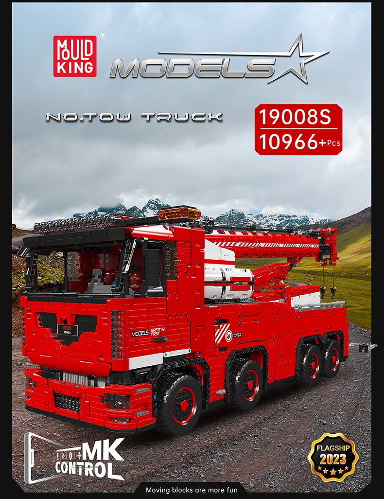 Mould King 19008 – Camion de Remorquage Télécommandé (Bloc Technique Compatible LEGO)
