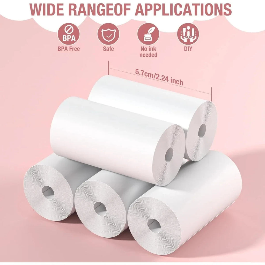 Recharge Papier Thermique pour Appareil Photo Instantané – Sans BPA – 57x25mm