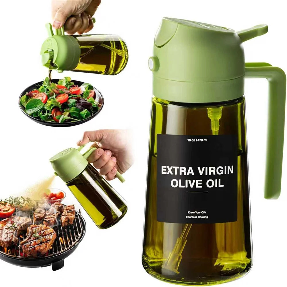Pulvérisateur d’Huile 2 en 1 en Verre – Spray & Verseur 470 ml (Cuisine & Air Fryer)