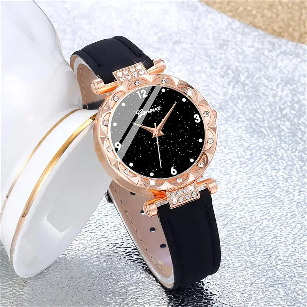Coffret Montres Femme – Set Luxe 5 Pièces (Quartz • Strass • Mode Élégante)
