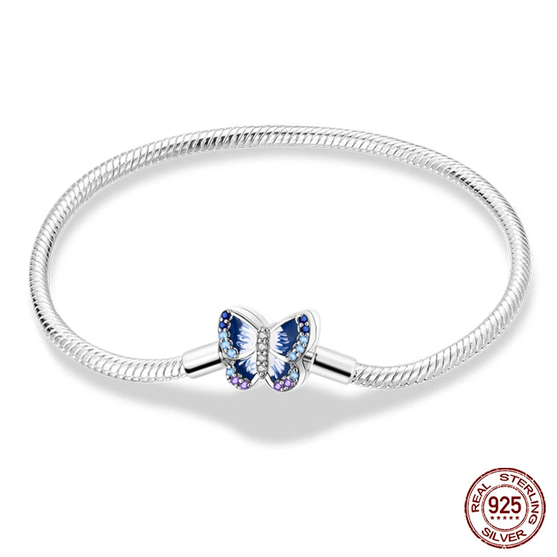 Bracelet en Argent 925 Original – Étoile, Lune & Trèfle Porte-Bonheur