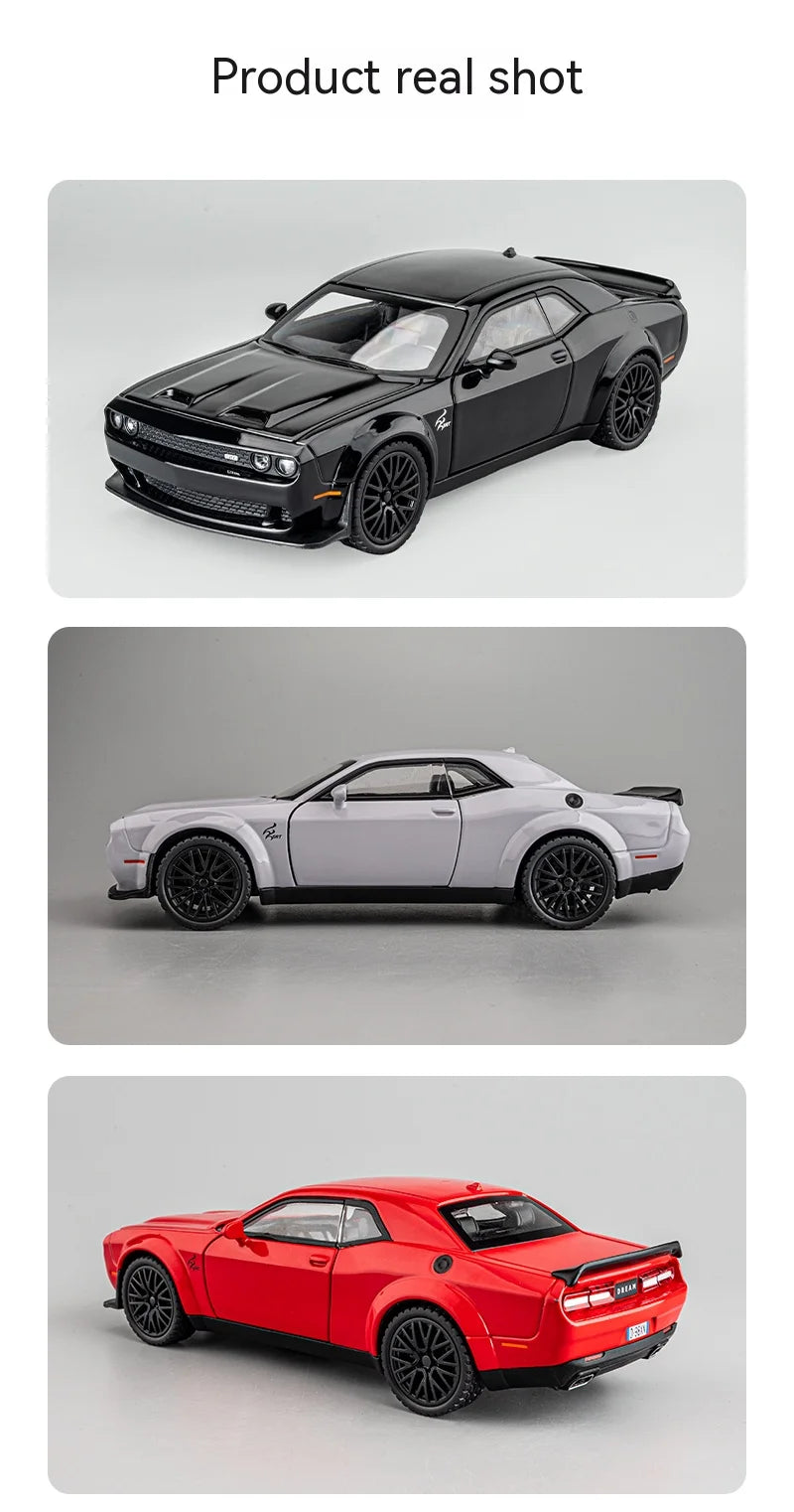 Dodge Challenger Hellcat – Modèle 1:32 en Alliage | Son & Lumière | Pull-Back