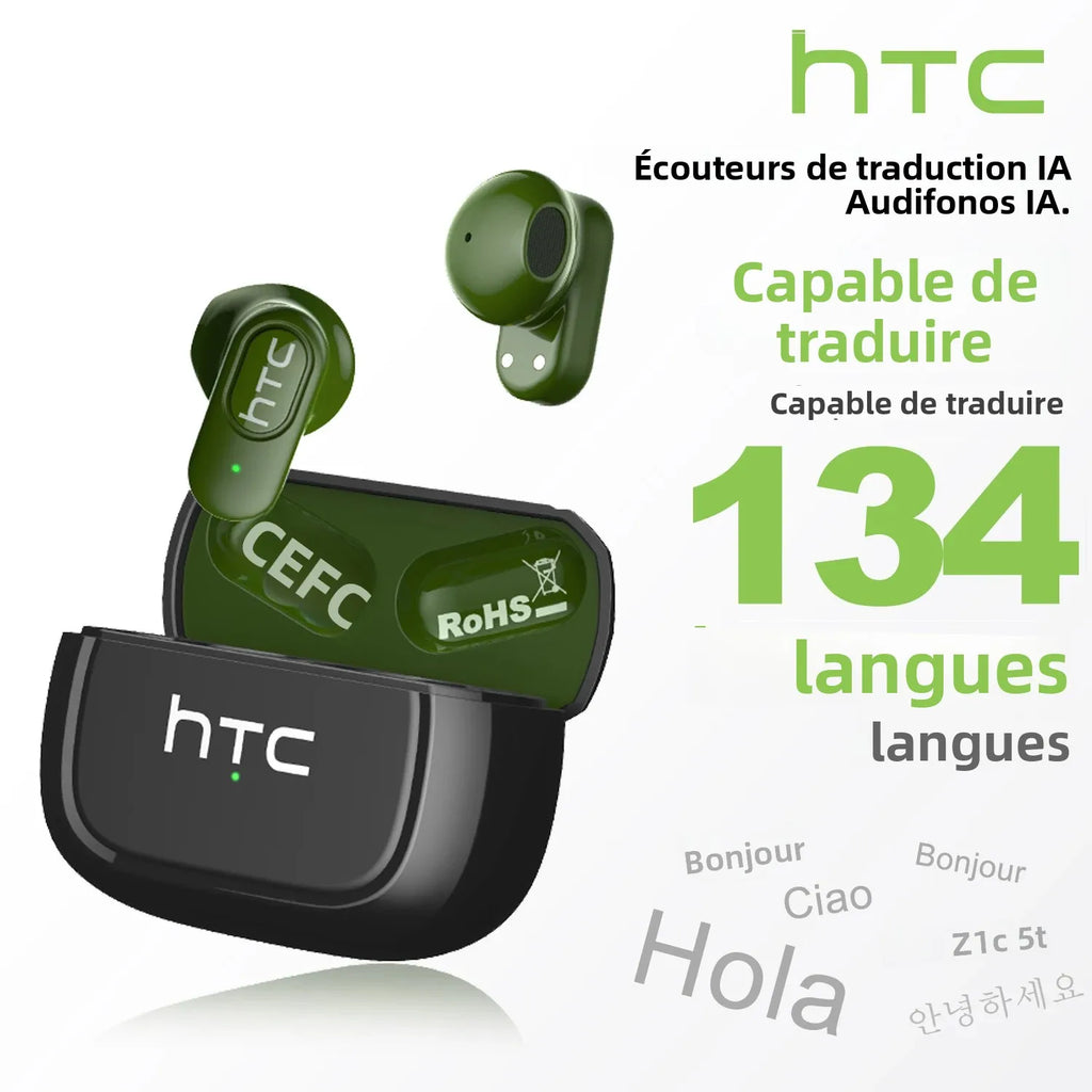 HTC NE51 – Écouteurs Bluetooth TWS Traducteur AI Ultra-Légers