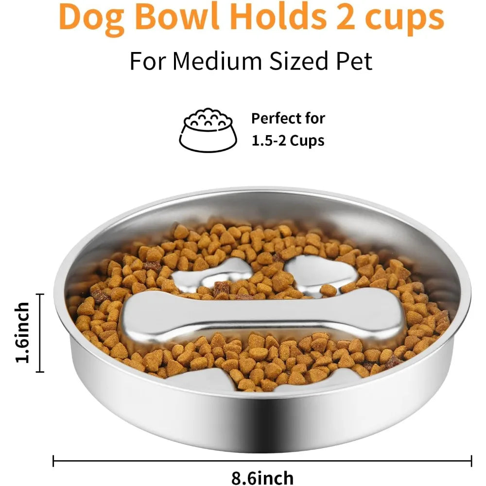 Gamelle anti-glouton en inox antidérapante pour chien et chat