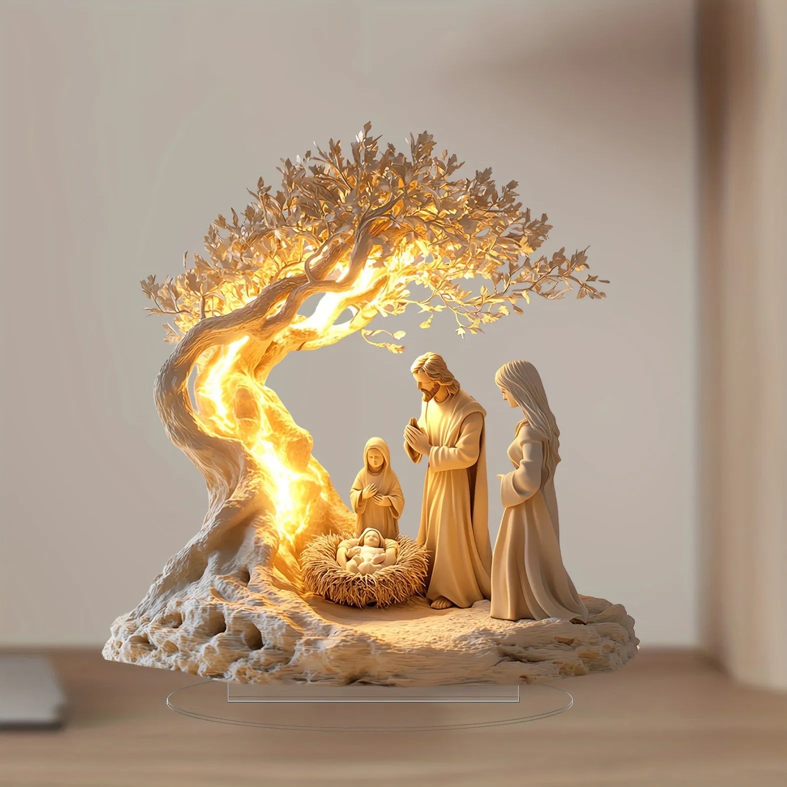 Décoration Nativité « Arbre de Vie » en Acrylique – Cadeau de Naissance & Noël