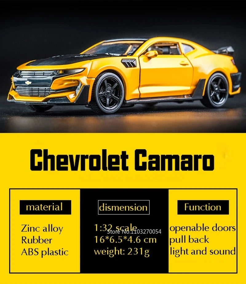 Camaro 1:32 – Voiture en Alliage Métallique Pull-Back avec Lumière & Son