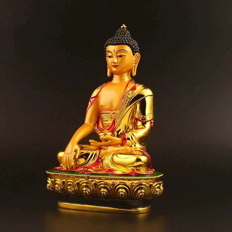 Statue de Bouddha Tibétain Plaqué Or – Grande Figurine 21 cm