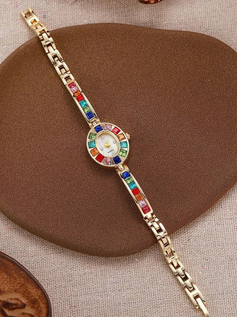 Montre Femme Dégradé Arc-en-Ciel – Bracelet Ovale & Design Luxe