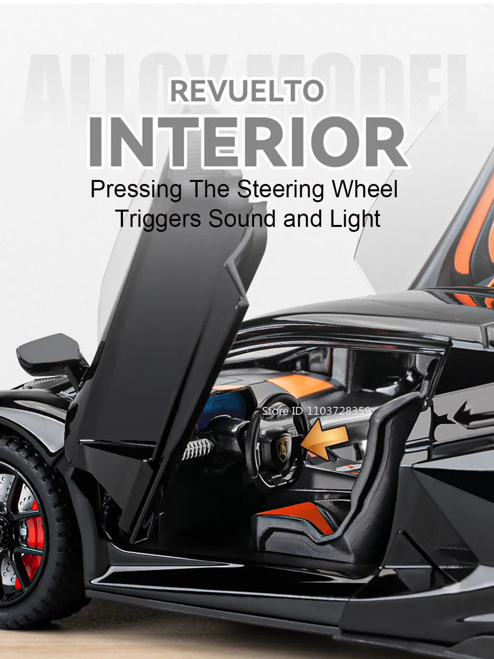 REVUELTO – Supercar Miniature 1:24 en Alliage | Son & Lumière | Portes Ouvrantes