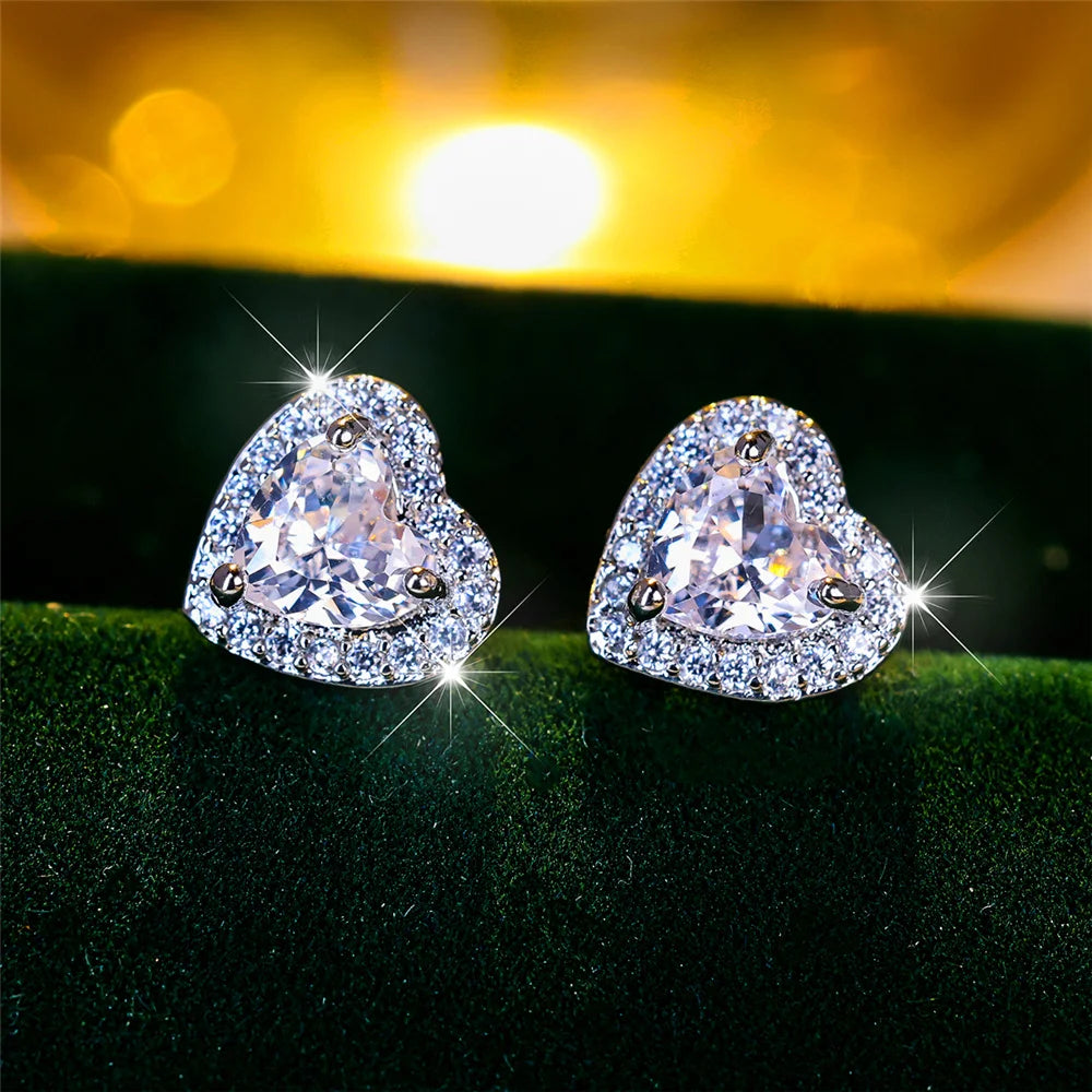 Boucles d’Oreilles Cœur Femme – Cristal CZ Vintage Multicolore