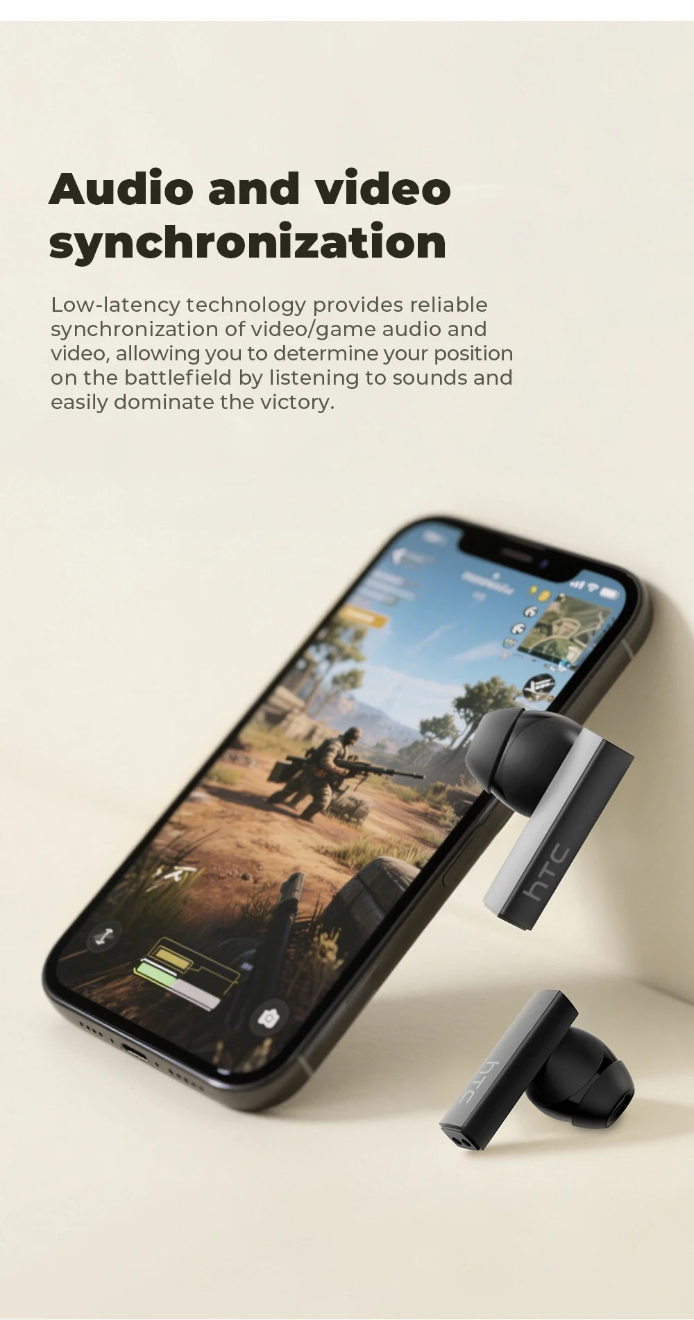 HTC NE40 – Écouteurs Bluetooth TWS AI Traducteur avec Écran HD