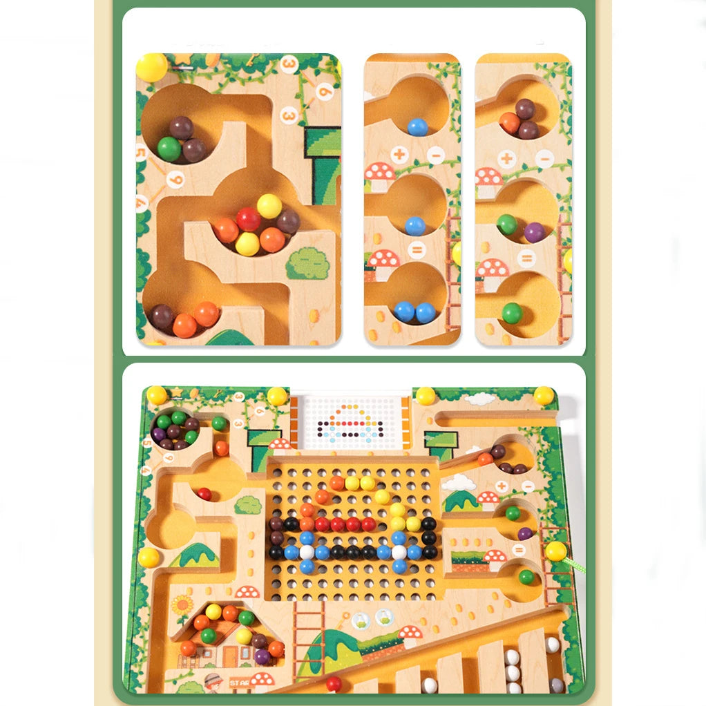 Labyrinthe Magnétique Montessori – Couleurs & Chiffres | Jouet en Bois Motricité Fine (3–5 ans)