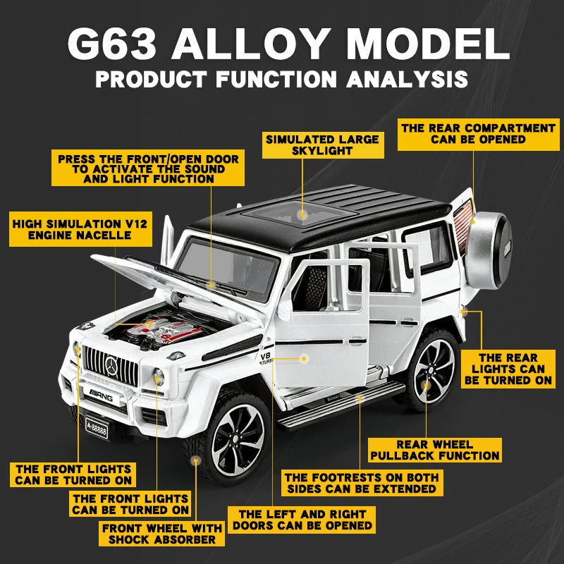 Mercedes-Benz G63 1:32 – Miniature Tout-Terrain Brabus Métal | Son & Lumière