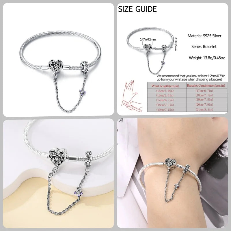 Bracelet en Argent 925 – Cœur Pavé Zircone & Infinity – 17 à 20 cm