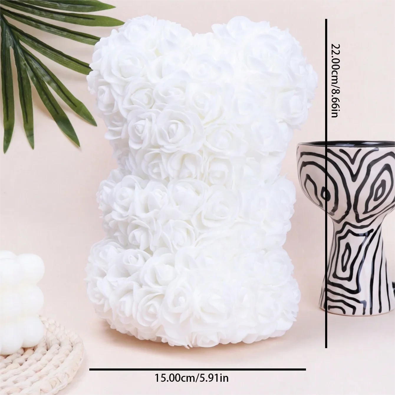 Ours en Peluche Rose en Mousse – Bouquet Décoratif