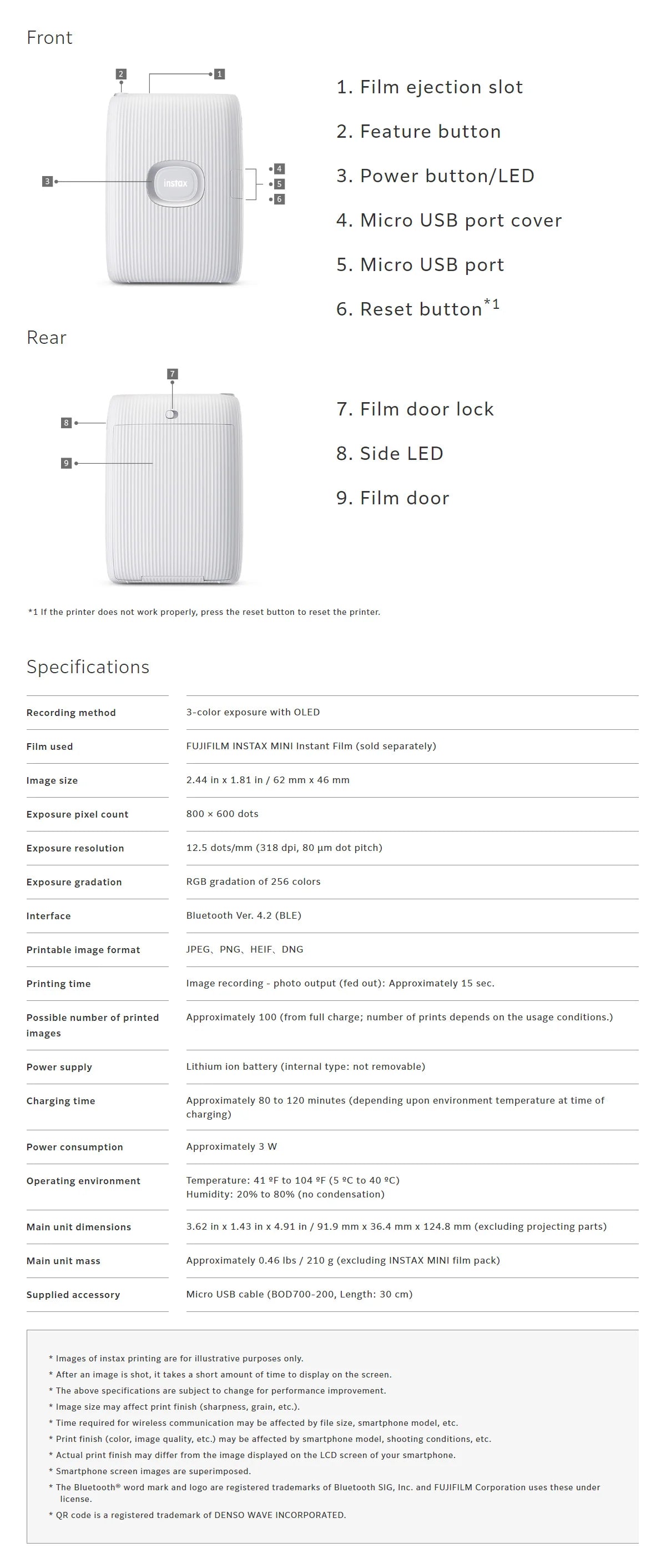 Fujifilm Instax Mini Link 2 – Imprimante Photo Instantanée + Packs Film (Plusieurs Bundles)