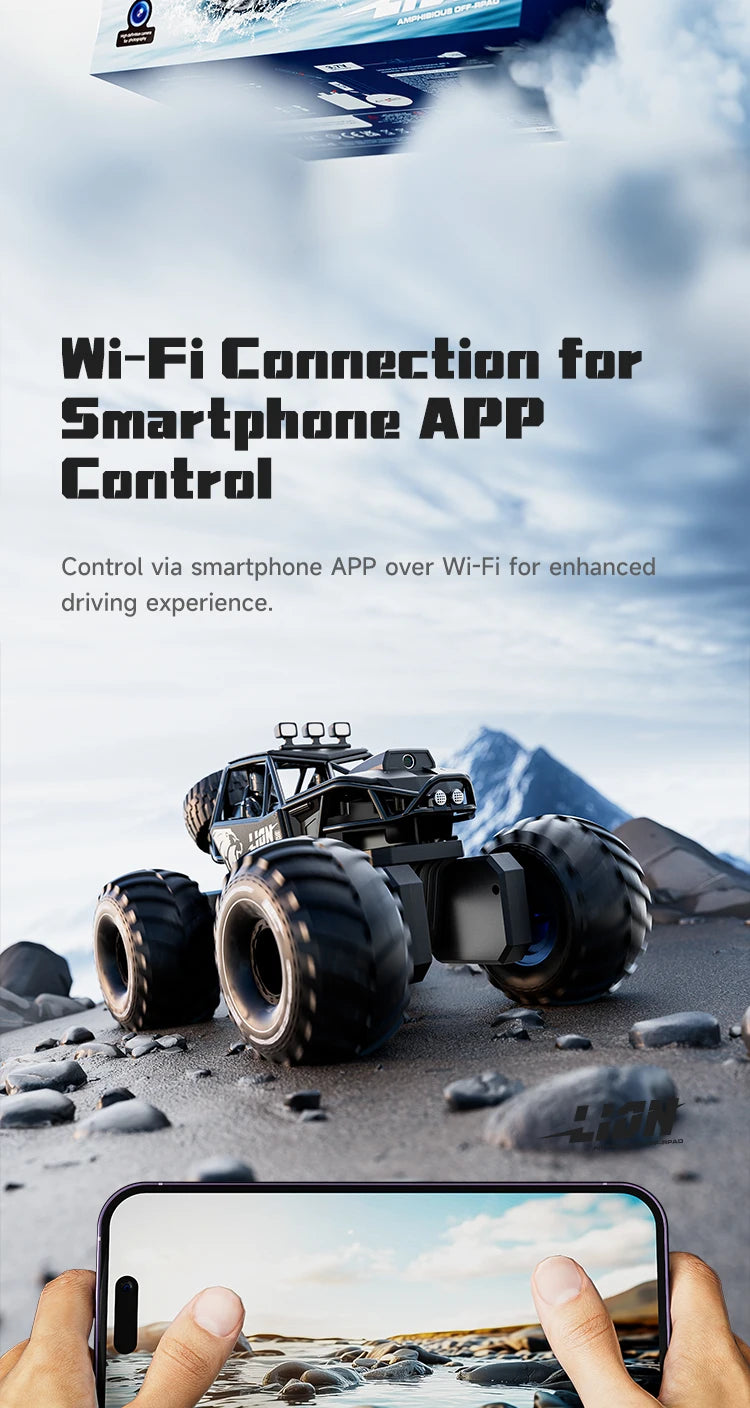 Voiture RC Amphibie Tout-Terrain 4WD – Contrôle Gestuel & Caméra HD