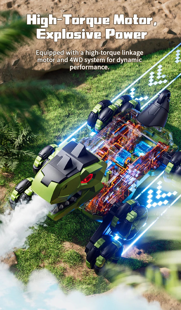 Dinosaure Y12 – 8WD, Bras Articulés, Dérive & Vapeur Brume