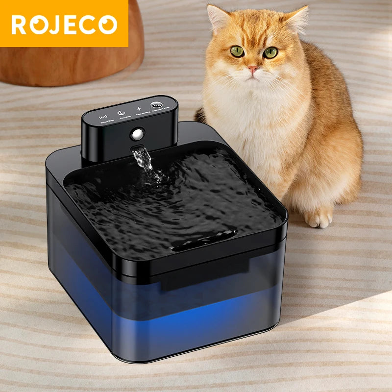 Fontaine à eau sans fil 2600 mAh pour chat et chien — capteur infrarouge