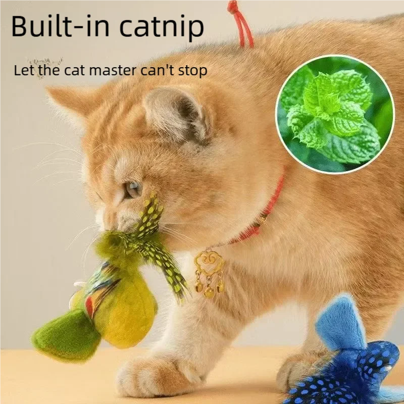 Oiseau interactif couineur pour chat — ailes qui battent