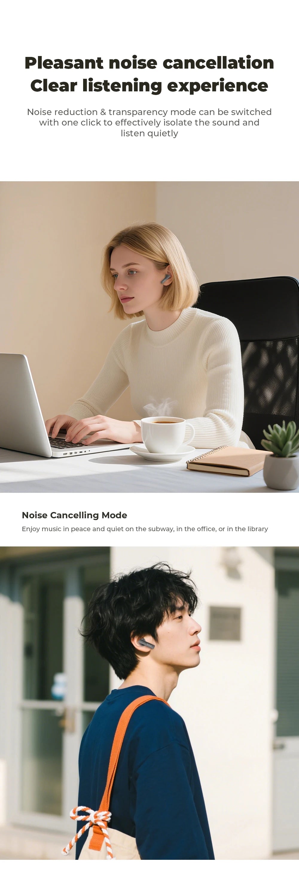 HTC NE40 – Écouteurs Bluetooth TWS AI Traducteur avec Écran HD