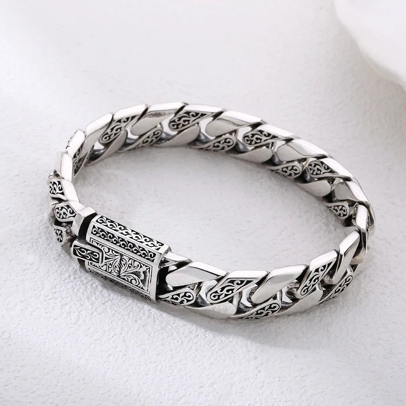 Bracelet Guirlande de Vigne S925 – Argent Sterling | Style Punk Rétro • Plusieurs Tailles