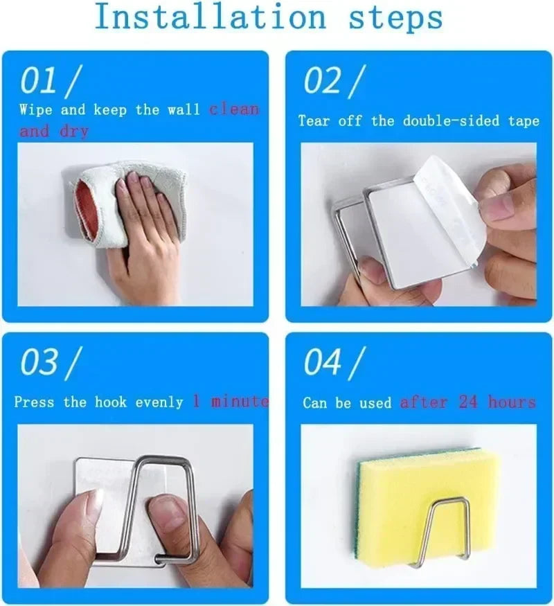 Porte-Éponge Auto-Adhésif – Acier Inoxydable (1 / 2 / 4 pièces)