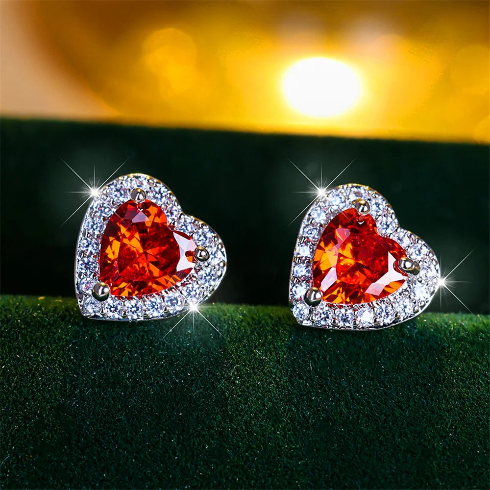 Boucles d’Oreilles Cœur Femme – Cristal CZ Vintage Multicolore