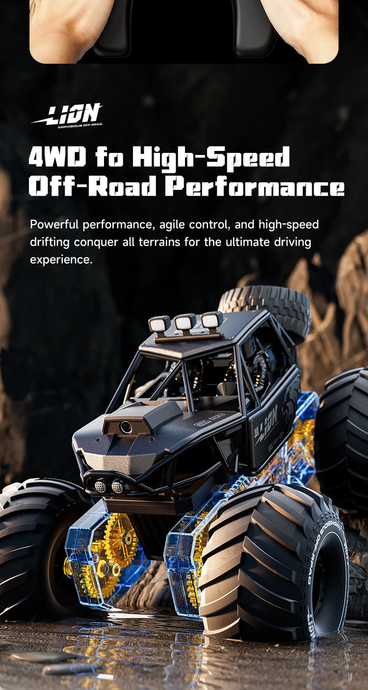 Voiture RC Amphibie Tout-Terrain 4WD – Contrôle Gestuel & Caméra HD