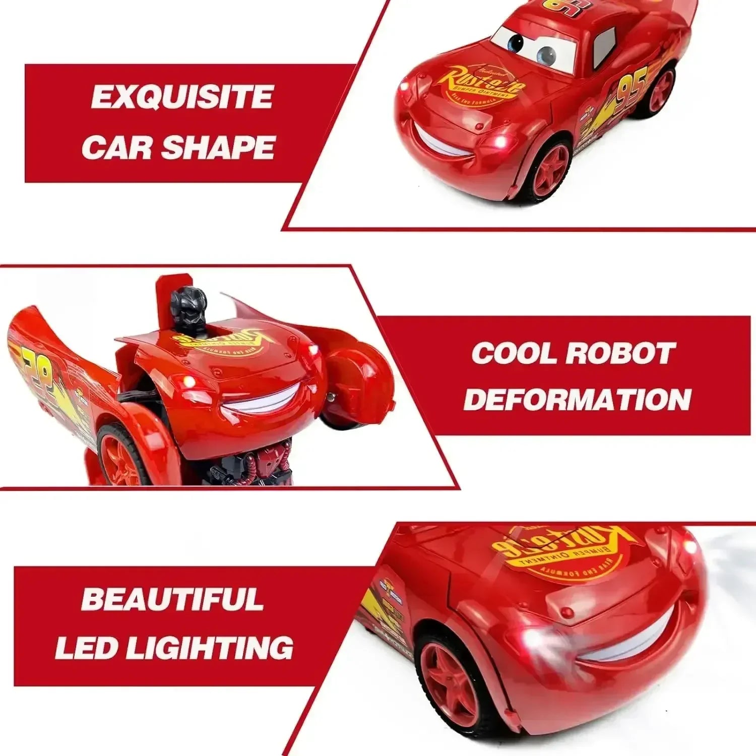 Lightning McQueen 2-en-1 – Voiture Télécommandée Transformable en Robot RC