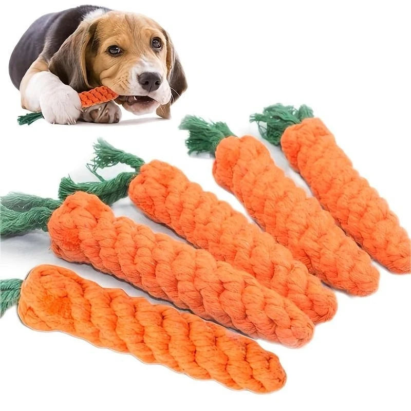 Jouet corde en coton forme carotte pour chien et chat — à mâcher