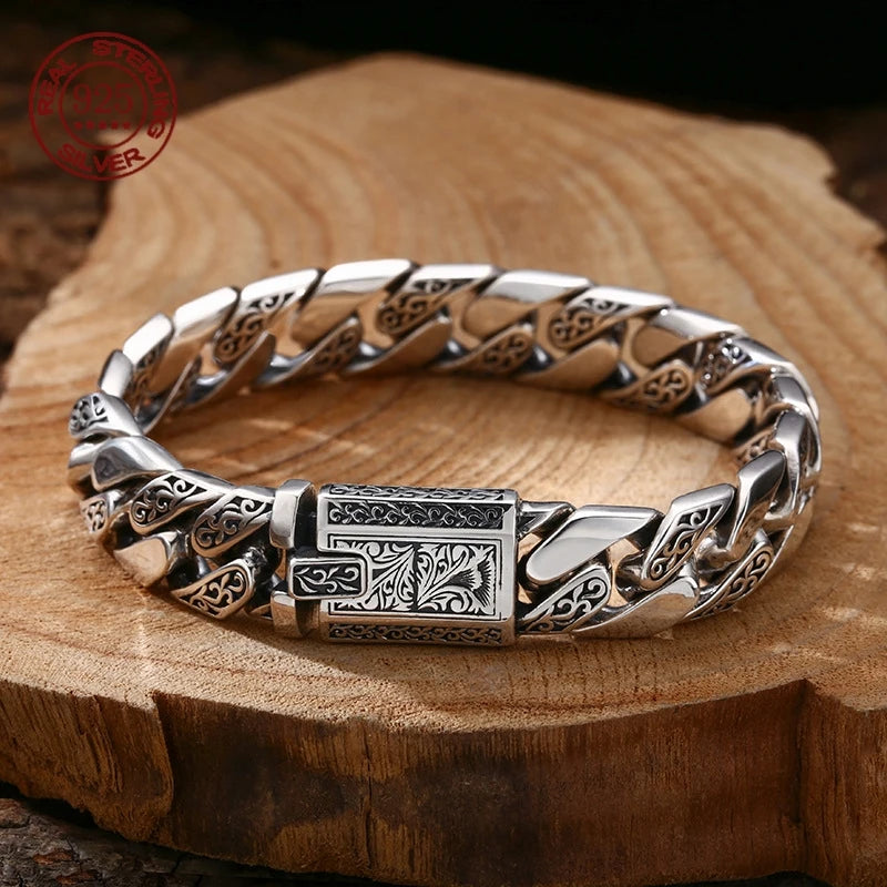 Bracelet Guirlande de Vigne S925 – Argent Sterling | Style Punk Rétro • Plusieurs Tailles
