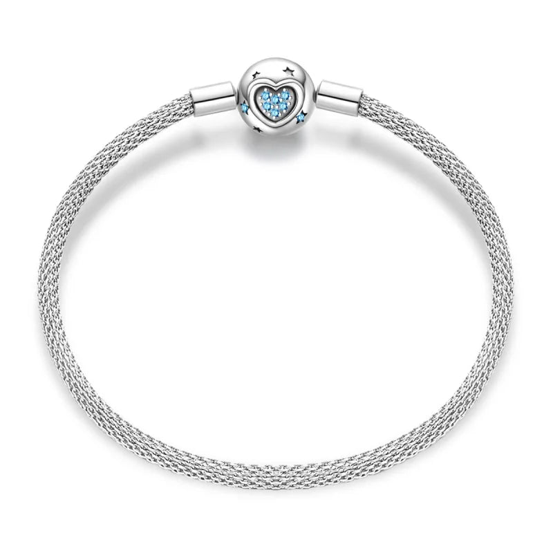 Bracelet en Argent 925 Original – Étoile, Lune & Trèfle Porte-Bonheur