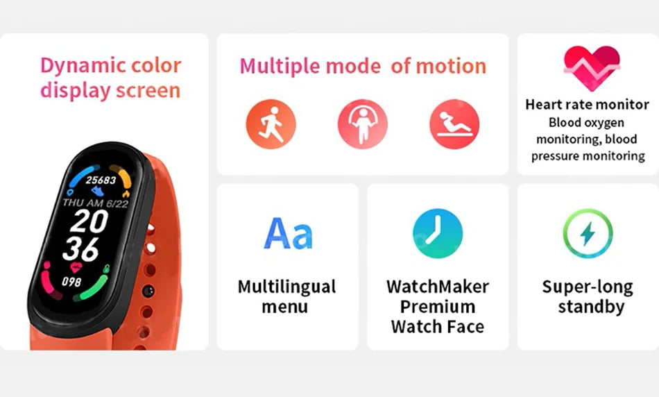 Montre Connectée M6 – Suivi Santé & Activité Quotidienne