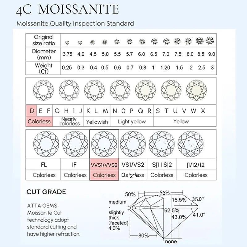 Alliance Moissanite Éternité D VVS1 – Argent S925 & Or 18 K