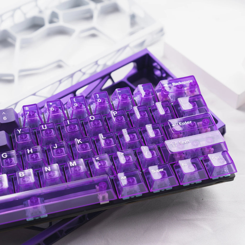 Keycaps Cristal Transparents – 167 Touches PC + PBT (Profil Cherry)