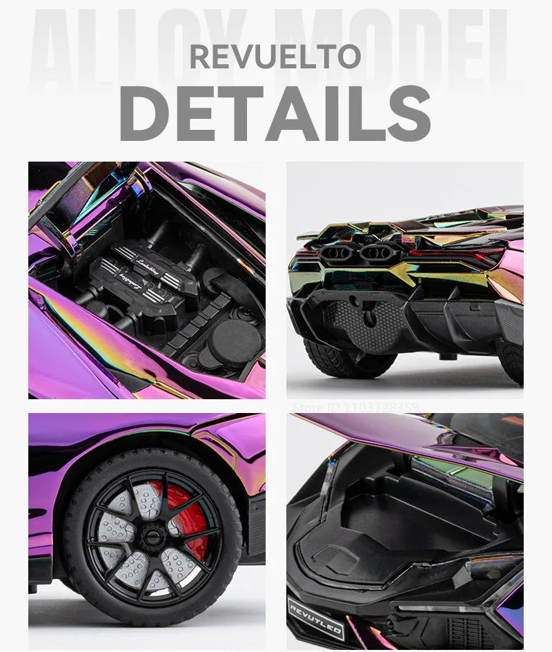 REVUELTO – Supercar Miniature 1:24 en Alliage | Son & Lumière | Portes Ouvrantes