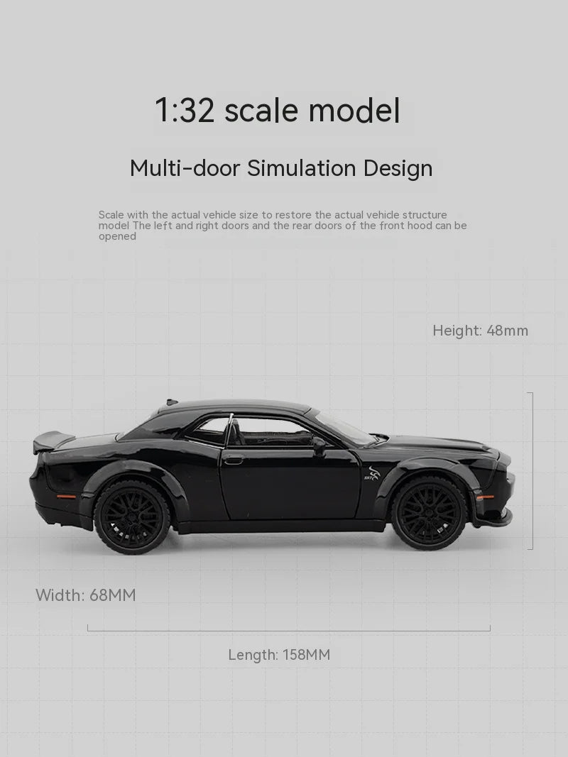 Dodge Challenger Hellcat – Modèle 1:32 en Alliage | Son & Lumière | Pull-Back