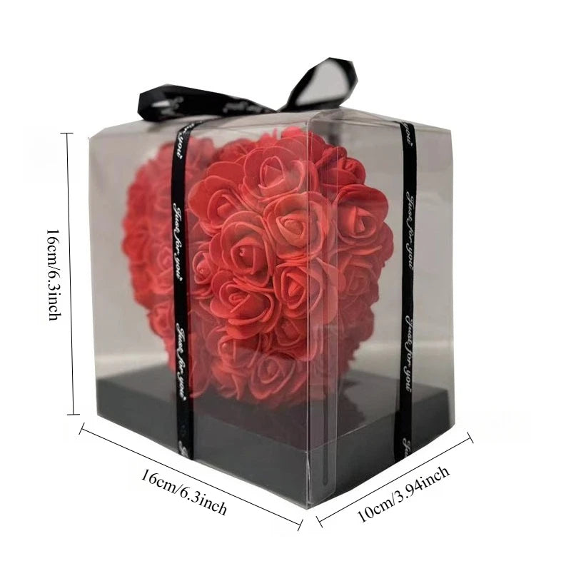 Boîte-Cadeau Rose Artificielle 15 cm – Coffret Romantique pour Saint-Valentin, Mariage & Décoration