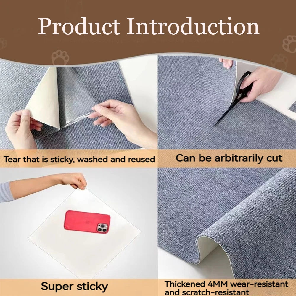 Tapis griffoir autocollant pour chat — protège canapé et angles, découpable