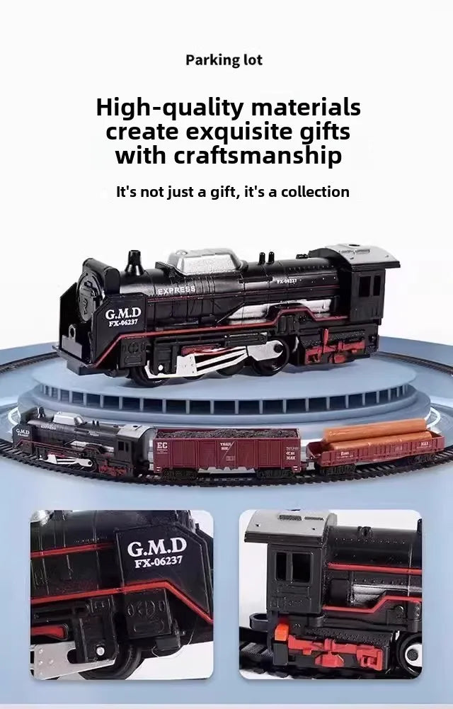 Train Électrique Classique – Pistes Lumineuses & Modèle de Noël (Ensemble Rechargeable)